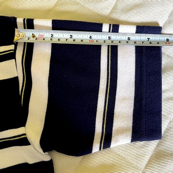 Lacoste marine style woman polo shirt navy blue cotton white striped Logo Eur 40 - Picture 8 of 16